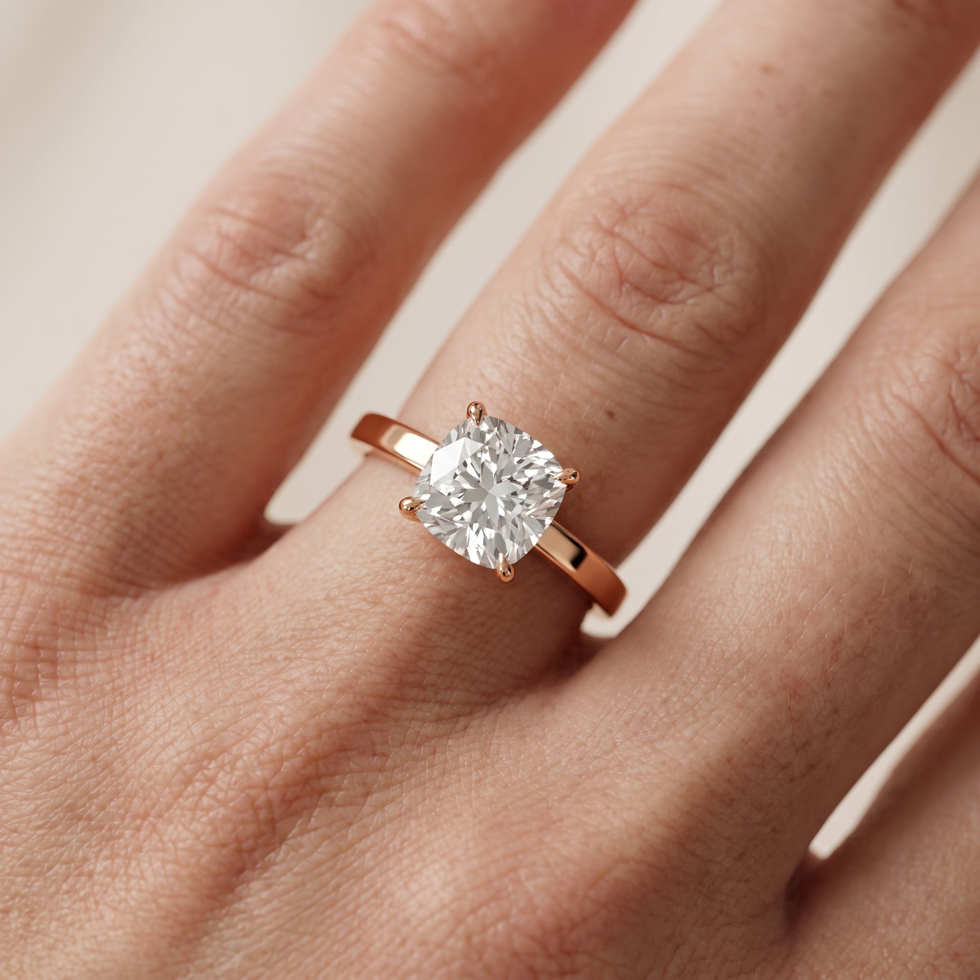 Kaia Solitaire Cushion Diamond Ring in Rose Gold - lifestyle.jpg