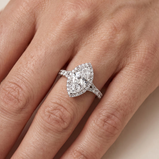 Bella Halo Pavé Marquise Diamond Engagement Ring in Platinum - lifestyle.jpg