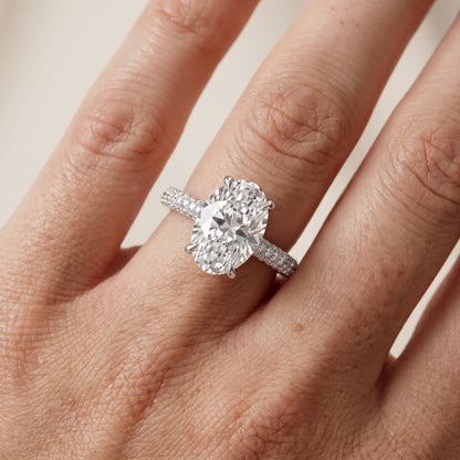Della Hidden Halo Pavé Oval Diamond Engagement Ring in White Gold - lifestyle.jpg