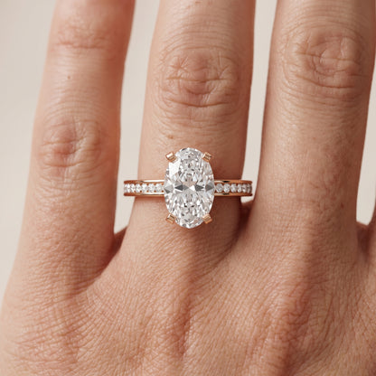 Tessa Solitaire Channel Set Oval Diamond Engagement Ring in Rose Gold - lifestyle.jpg