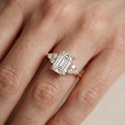 Anya Sidestone Cluster Emerald Diamond Ring in Rose Gold - lifestyle.jpg