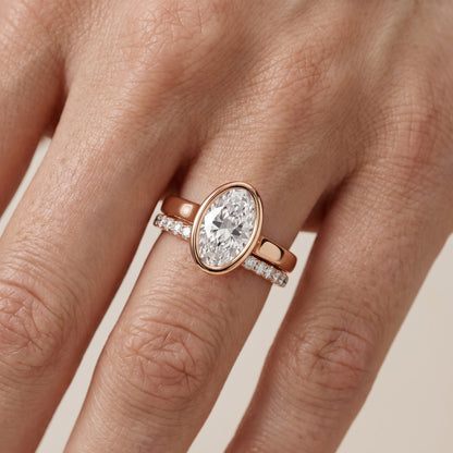 Ayla Bezel Bypass Oval Diamond Ring in Rose Gold - lifestyle.jpg