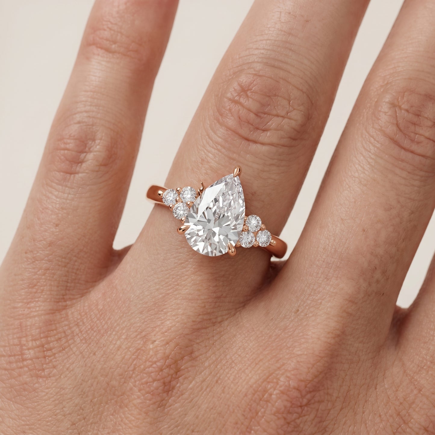 Anya Sidestone Cluster Pear Diamond Ring in Rose Gold - lifestyle.jpg