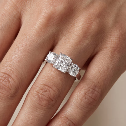 Esme Three-Stone Tapered Radiant Diamond Ring in Silver - lifestyle.jpg