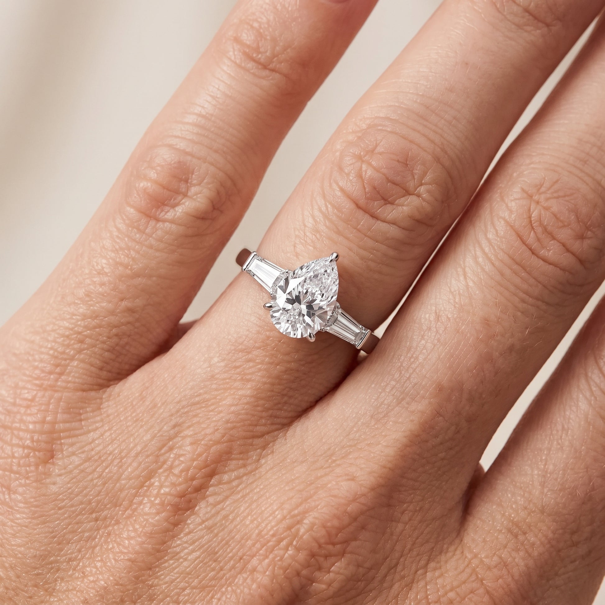 Zelda Tapered Baguette Pear Diamond Engagement Ring in Silver - lifestyle.jpg