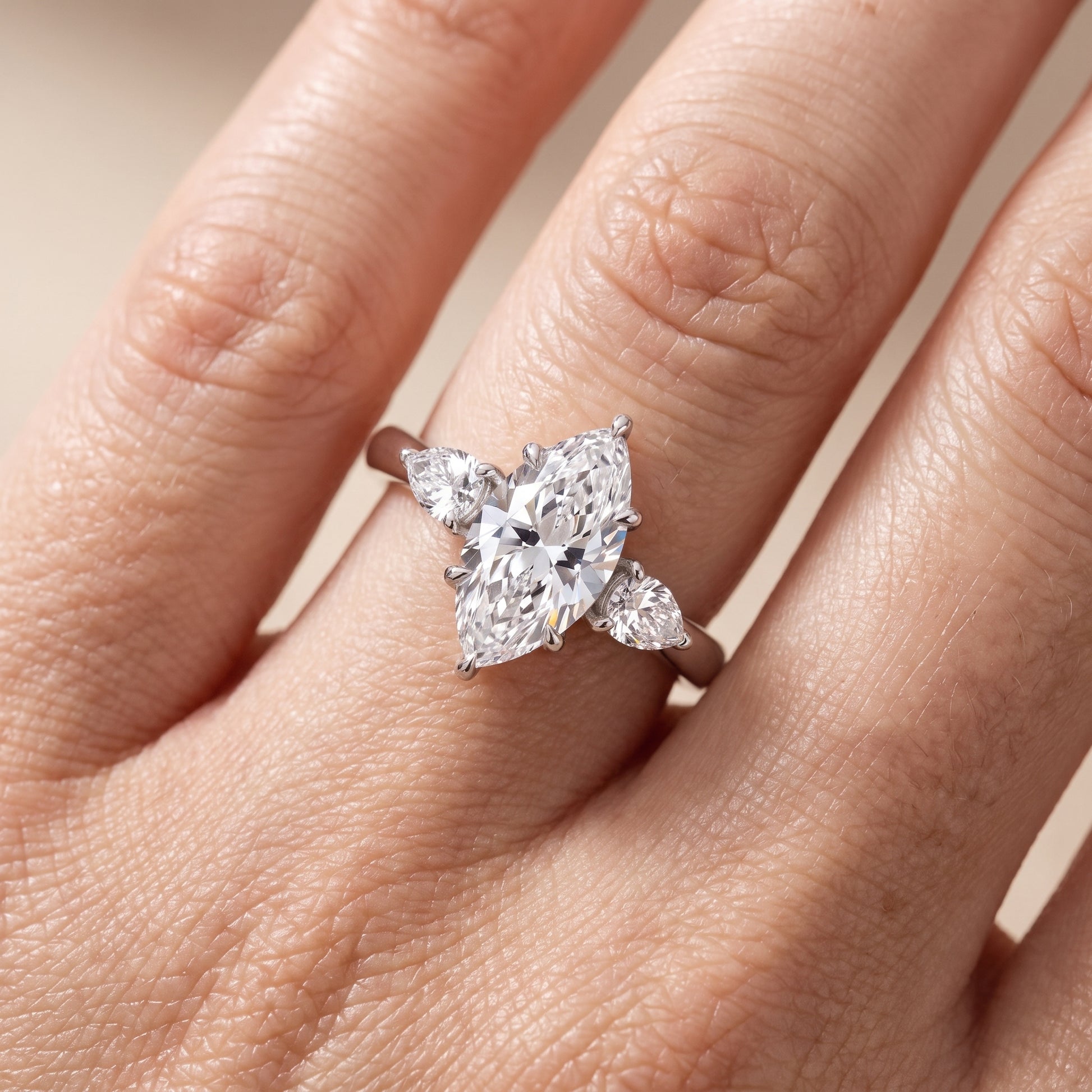 Phoebe Three-Stone Marquise Diamond Ring in Silver - lifestyle.jpg