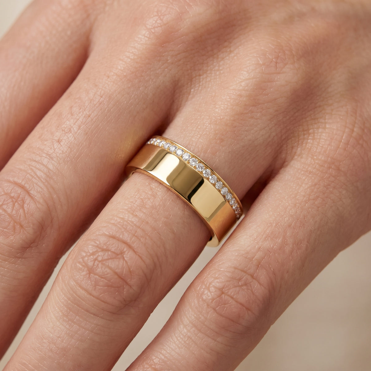 Ophelia Micropavé Round Diamond Eternity Band in Yellow Gold - lifestyle.jpg
