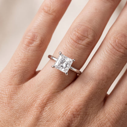 Nella Petite Solitaire Princess Diamond Engagement Ring in White Gold - lifestyle.jpg