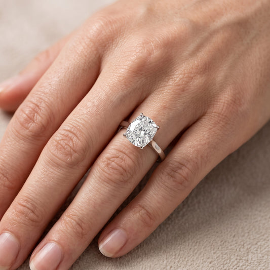 Matilda Cathedral Solitaire Cushion Diamond Engagement Ring in White Gold - lifestyle.jpg