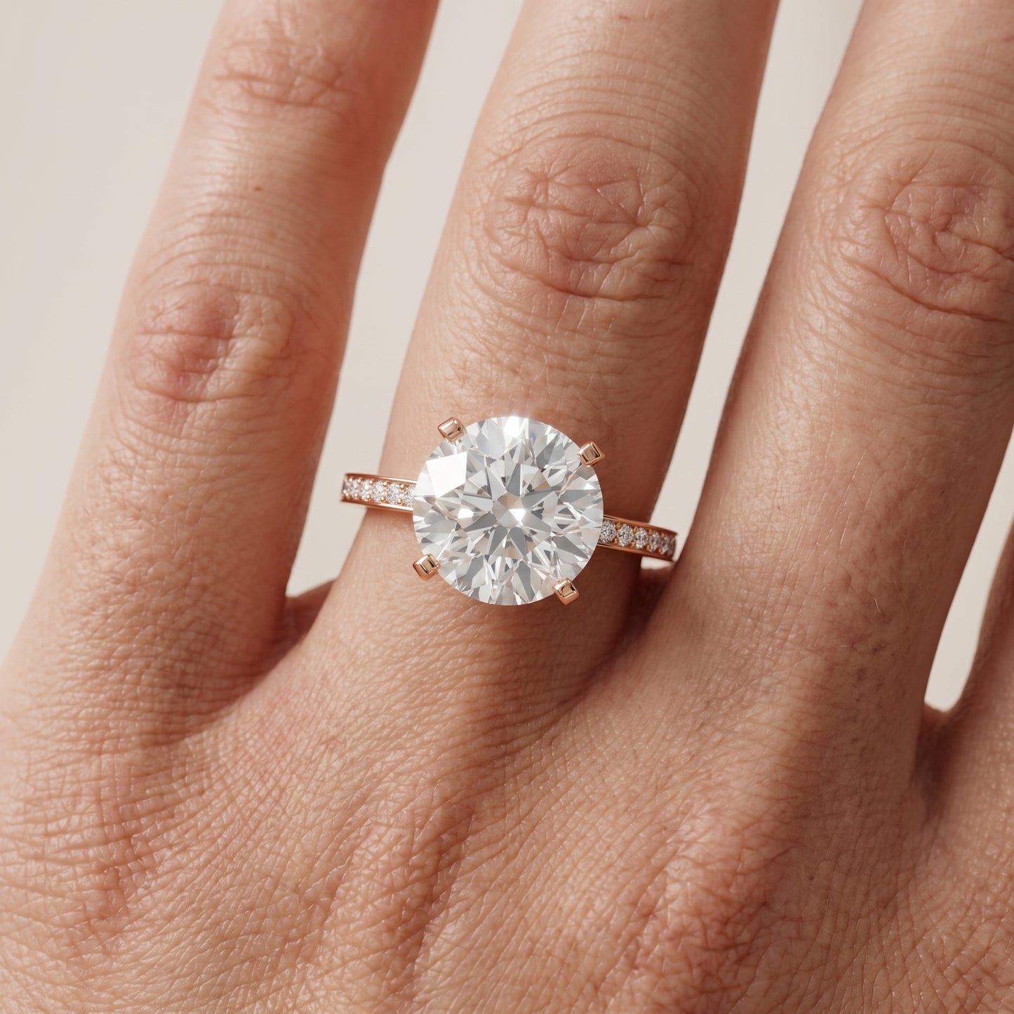 Naia Hidden Halo Round Diamond Ring in Rose Gold - lifestyle.jpg