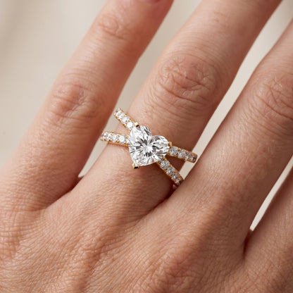 Lior Criss Cross Pavé Heart Diamond Engagement Ring in Yellow Gold - lifestyle.jpg