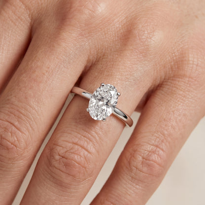 Liana Solitaire Claw Prong Oval Diamond Engagement Ring in White Gold - lifestyle.jpg