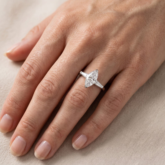 Winnie Three-Stone Marquise Diamond Engagement Ring in Platinum - lifestyle.jpg