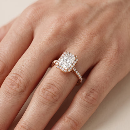 Sophie Halo Pavé Radiant Diamond Engagement Ring in Rose Gold - lifestyle.jpg