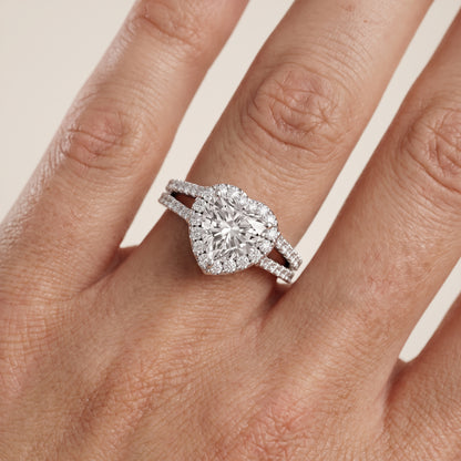 Kira Halo Split Shank Heart Diamond Engagement Ring in Silver - lifestyle.jpg