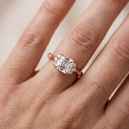 Naomi Vintage Milgrain Asscher Diamond Engagement Ring in Rose Gold - lifestyle.jpg