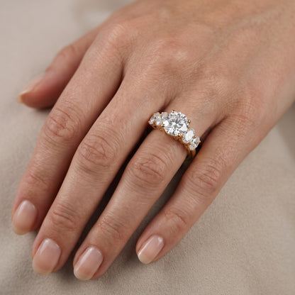 Kathy Graduated Five-Stone Round Diamond Engagement Ring in Rose Gold - lifestyle.jpg