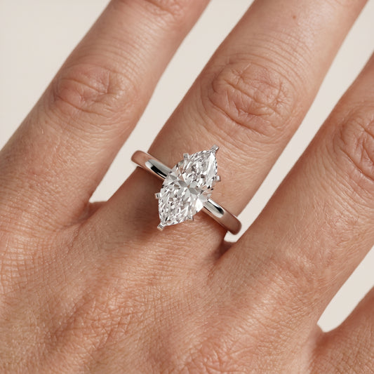 Liana Solitaire Claw Prong Marquise Diamond Engagement Ring in White Gold - lifestyle.jpg