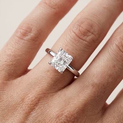 Lyla Petite Solitaire Radiant Diamond Engagement Ring in Silver - lifestyle.jpg