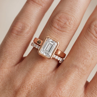 Ayla Bezel Bypass Emerald Diamond Ring in Rose Gold - lifestyle.jpg