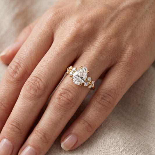 Mirabelle Cluster Pear Diamond Engagement Ring in Yellow Gold - lifestyle.jpg