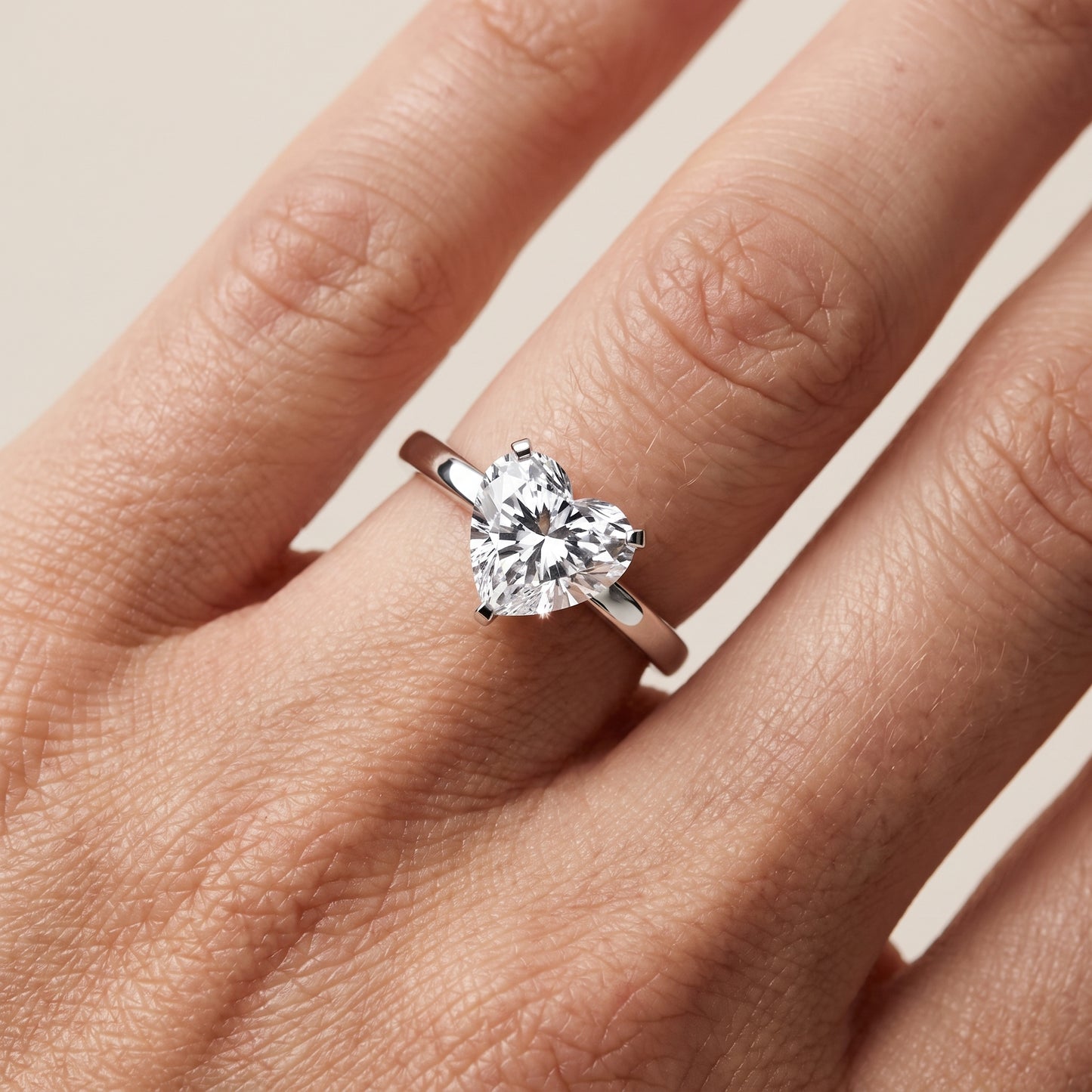 Liana Solitaire Claw Prong Heart Diamond Engagement Ring in Platinum - lifestyle.jpg