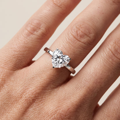 Liana Solitaire Claw Prong Heart Diamond Engagement Ring in Platinum - lifestyle.jpg