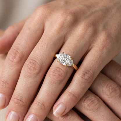 Elia Half-Moon Three-Stone Asscher Diamond Engagement Ring in White Gold - lifestyle.jpg