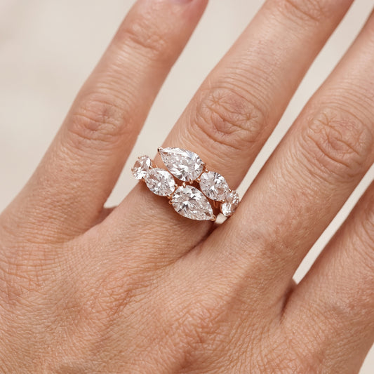 Ines Bypass Pear & Oval Diamond Anniversary Ring in Rose Gold - lifestyle.jpg