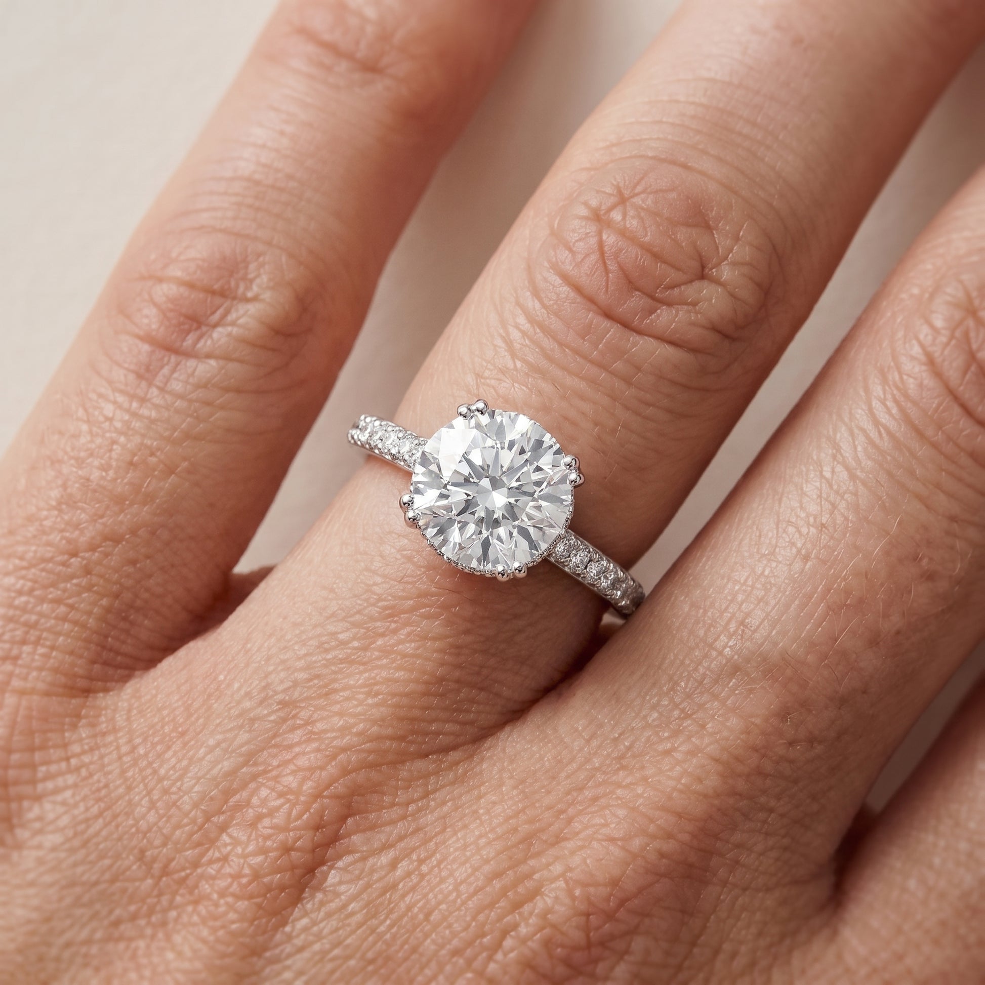 Violet Hidden Halo Pavé Round Diamond Ring in White Gold - lifestyle.jpg