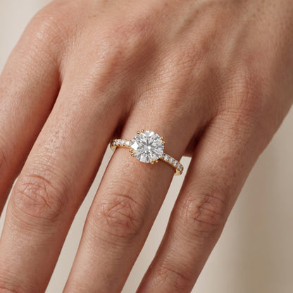 Novara Solitaire Pavé Round Diamond Ring in Yellow Gold - lifestyle.jpg