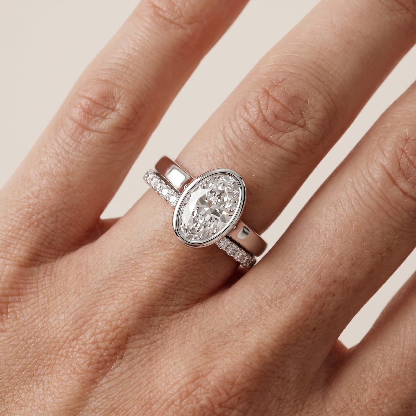 Ayla Bezel Bypass Oval Diamond Ring in White Gold - lifestyle.jpg