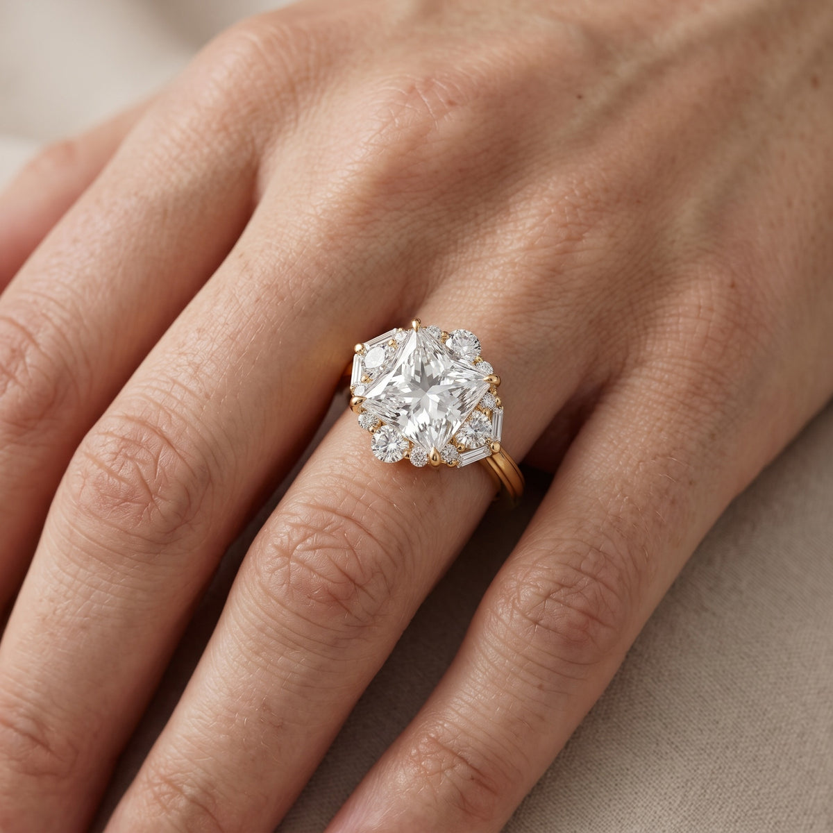 Lyla Deco Halo Princess Diamond Engagement Ring in White Gold - lifestyle.jpg