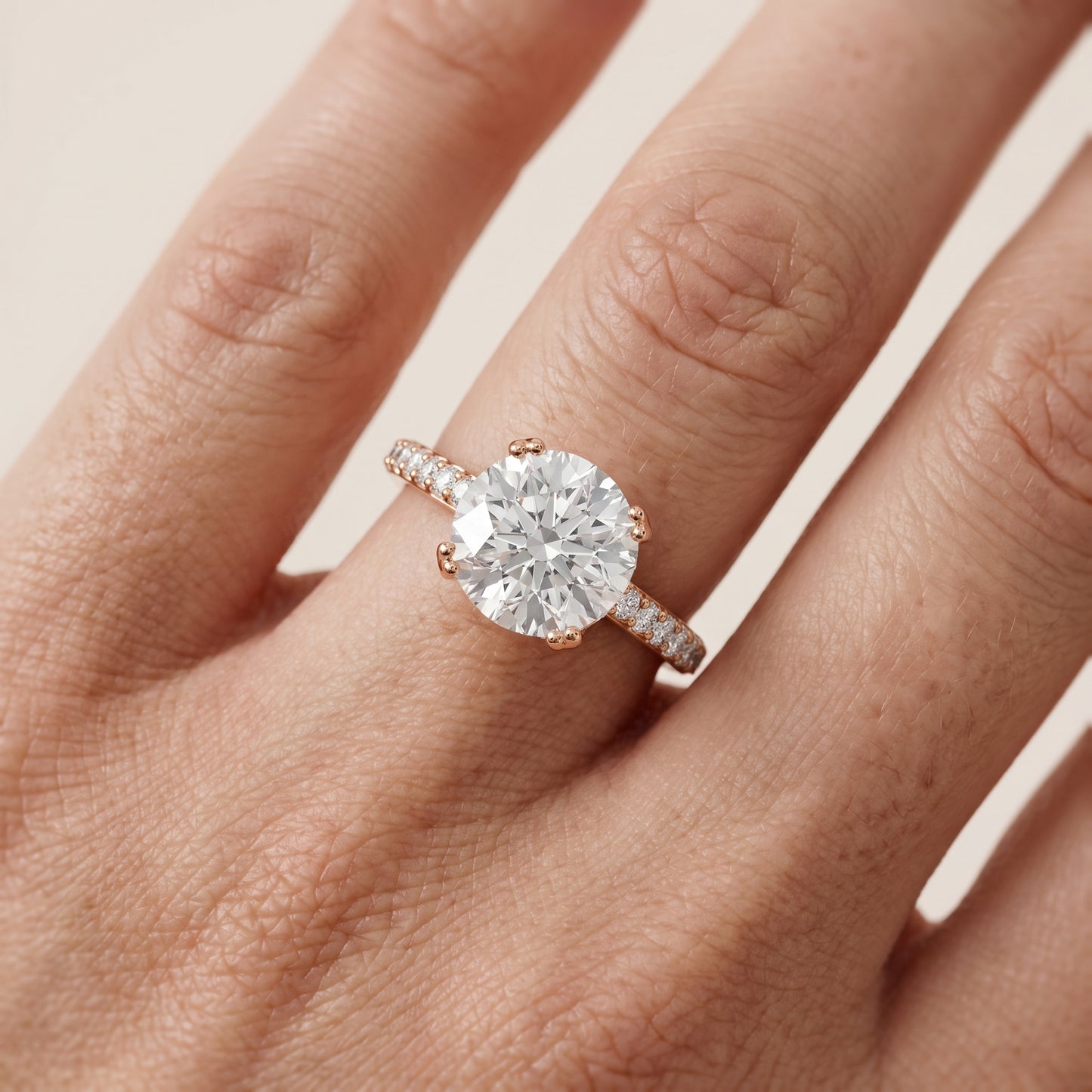 Violet Hidden Halo Pavé Round Diamond Ring in Rose Gold - lifestyle.jpg