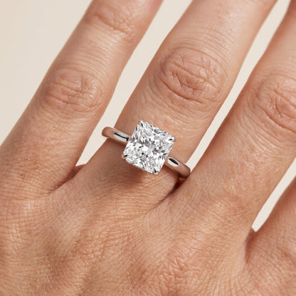 Mena Hidden Halo Radiant Diamond Engagement Ring in Silver - lifestyle.jpg