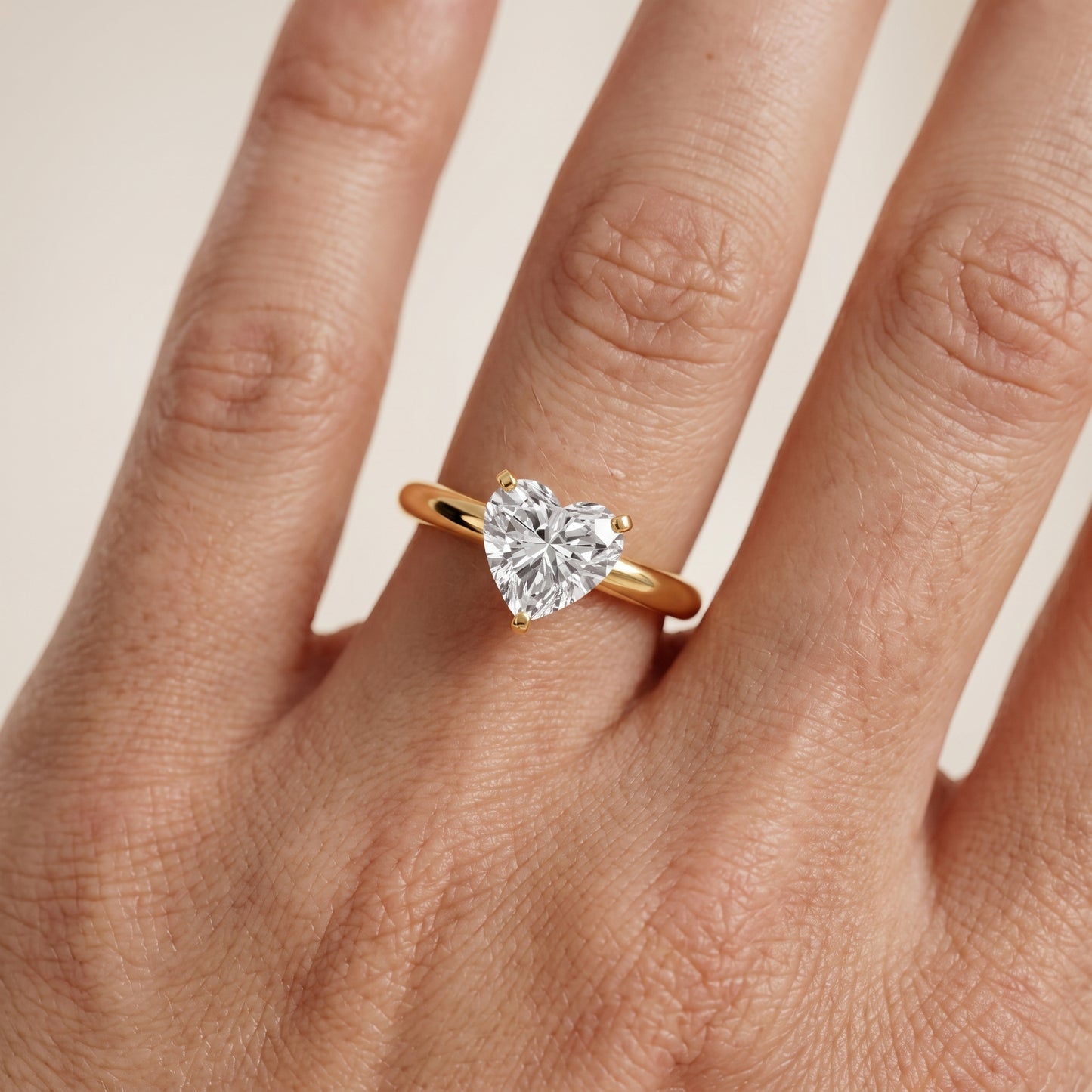 Wren Solitaire Heart Diamond Ring in Yellow Gold - lifestyle.jpg