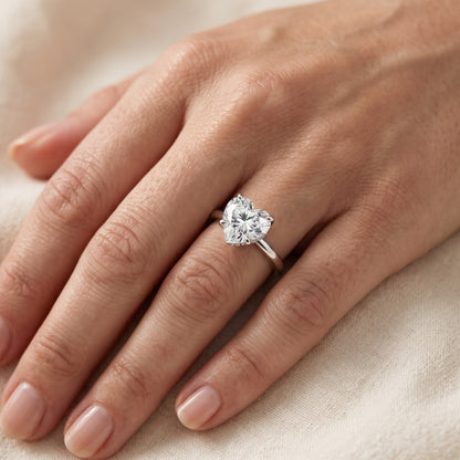 Charlotte Charm Solitaire Heart Diamond Engagement Ring in Silver - lifestyle.jpg