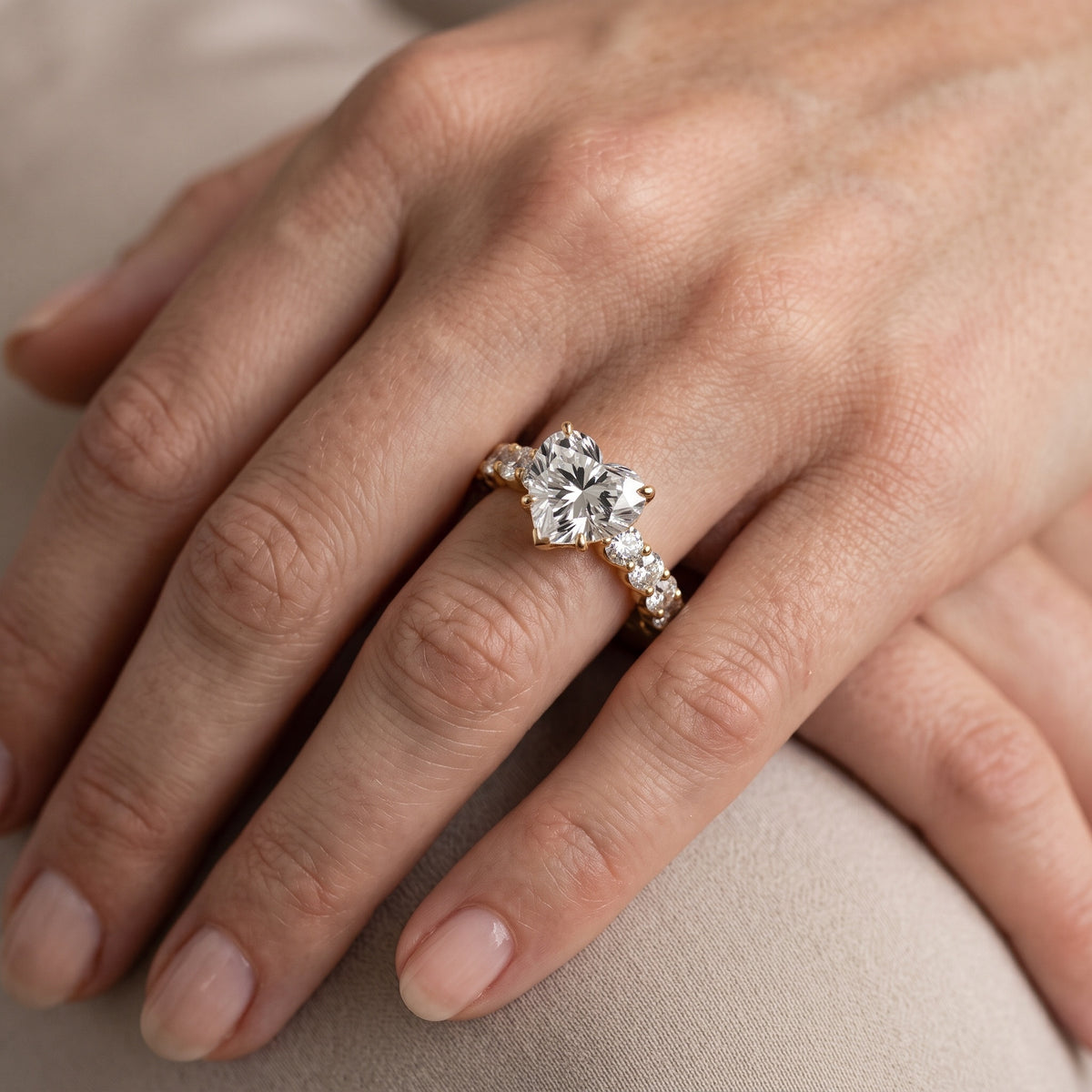 Sterling Statement Pavé Heart Diamond Engagement Ring in Silver - lifestyle.jpg