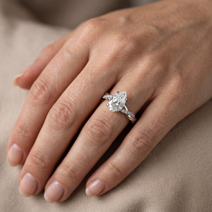 Twisted Side Stone Pear Diamond Engagement Ring in Silver - lifestyle.jpg