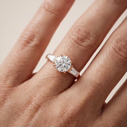 Zelda Tapered Baguette Round Diamond Engagement Ring in Rose Gold - lifestyle.jpg