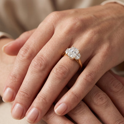 Romy Three-Stone Radiant Diamond Engagement Ring in Yellow Gold - lifestyle.jpg