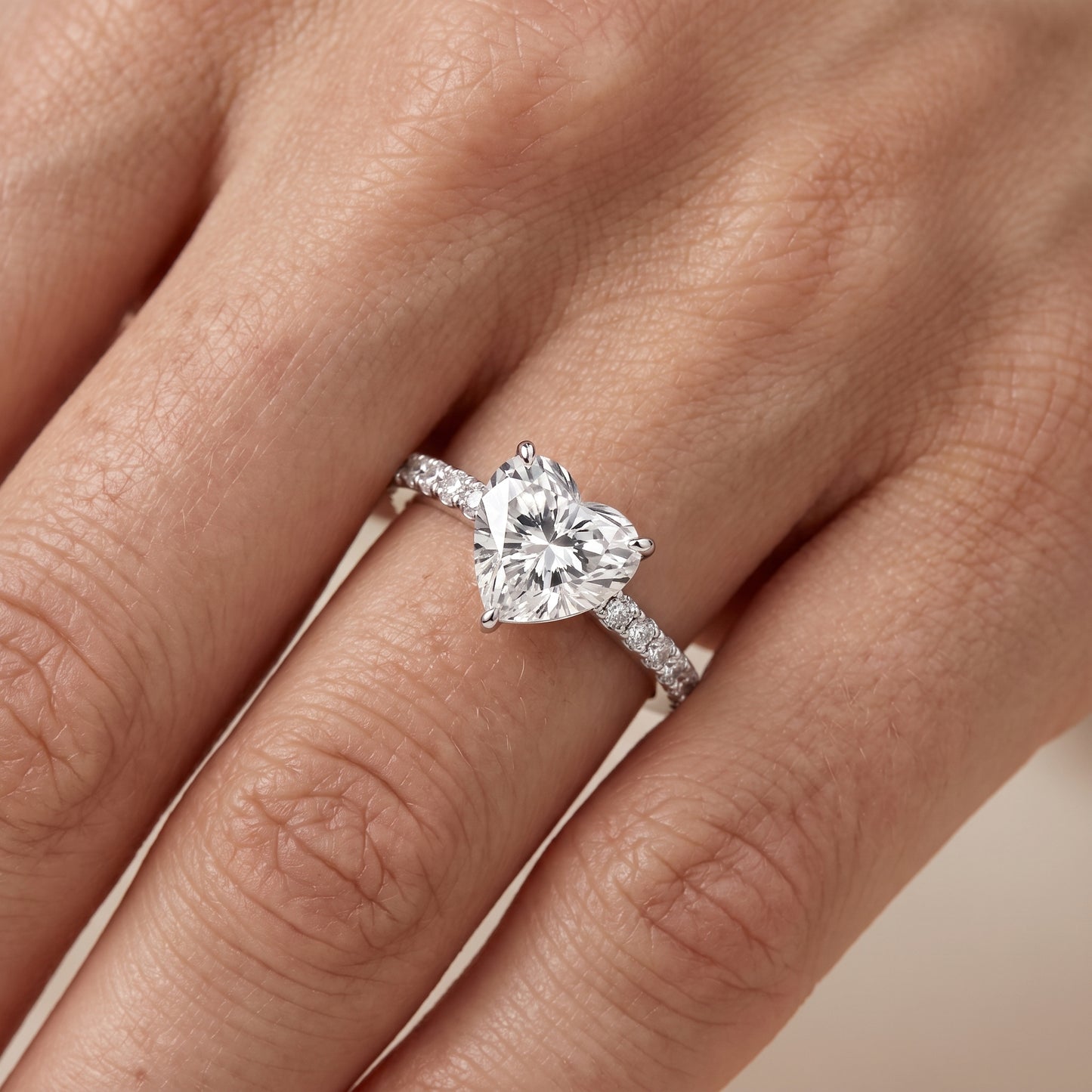 Aisha Pavé Solitaire Heart Diamond Engagement Ring in White Gold - lifestyle.jpg