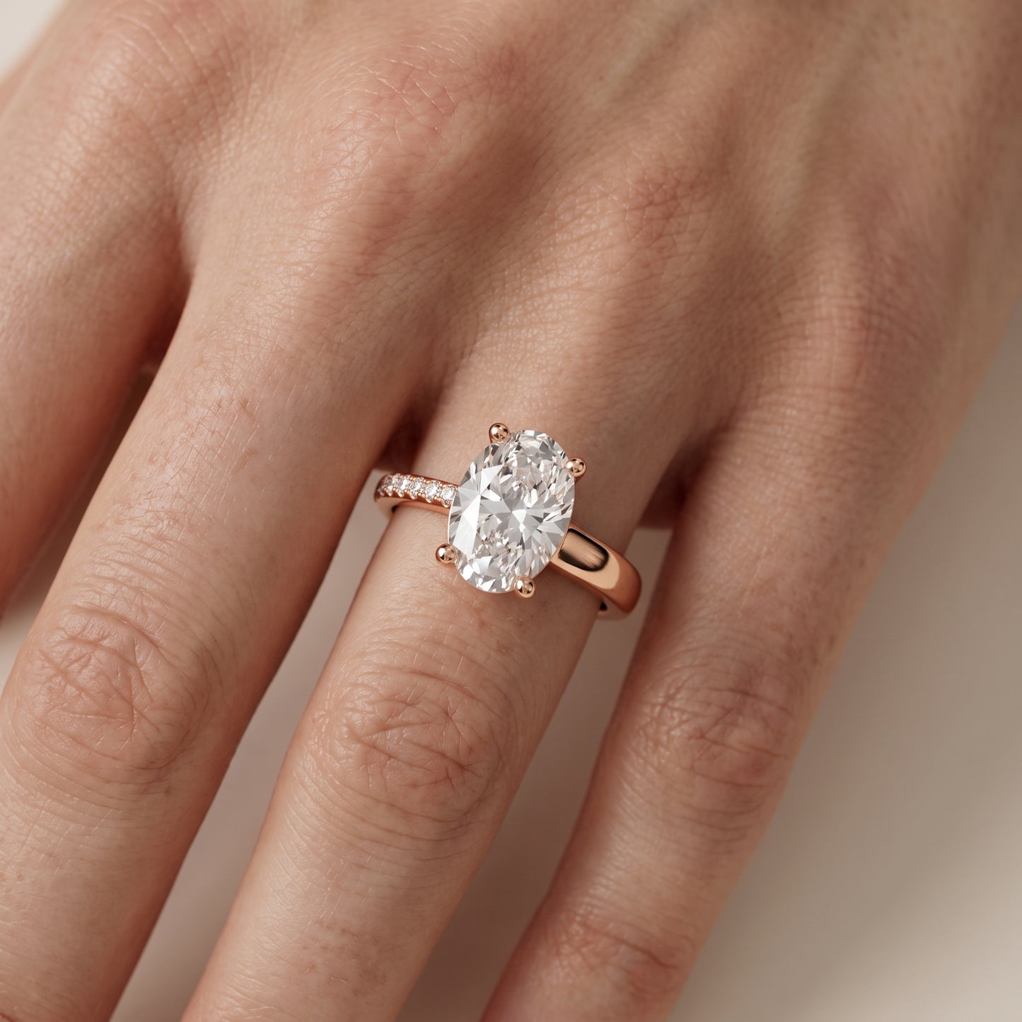 Rosie Solitaire Basket Oval Diamond Engagement Ring in Rose Gold - lifestyle.jpg