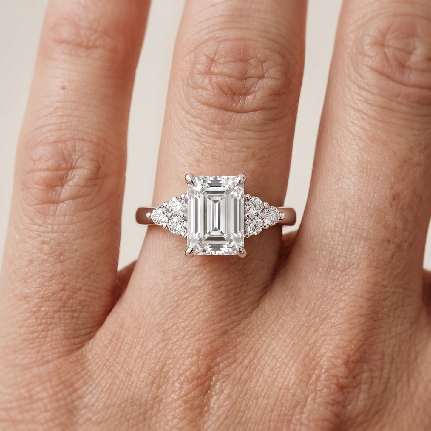 Anya Sidestone Cluster Emerald Diamond Ring in Silver - lifestyle.jpg