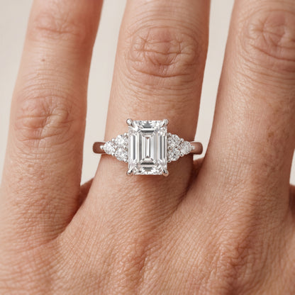 Anya Sidestone Cluster Emerald Diamond Ring in Silver - lifestyle.jpg