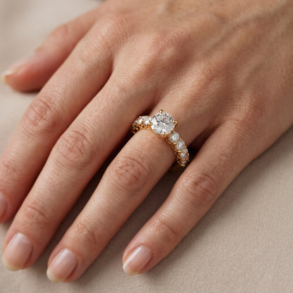 Sterling Statement Pavé Round Diamond Engagement Ring in Silver - lifestyle.jpg