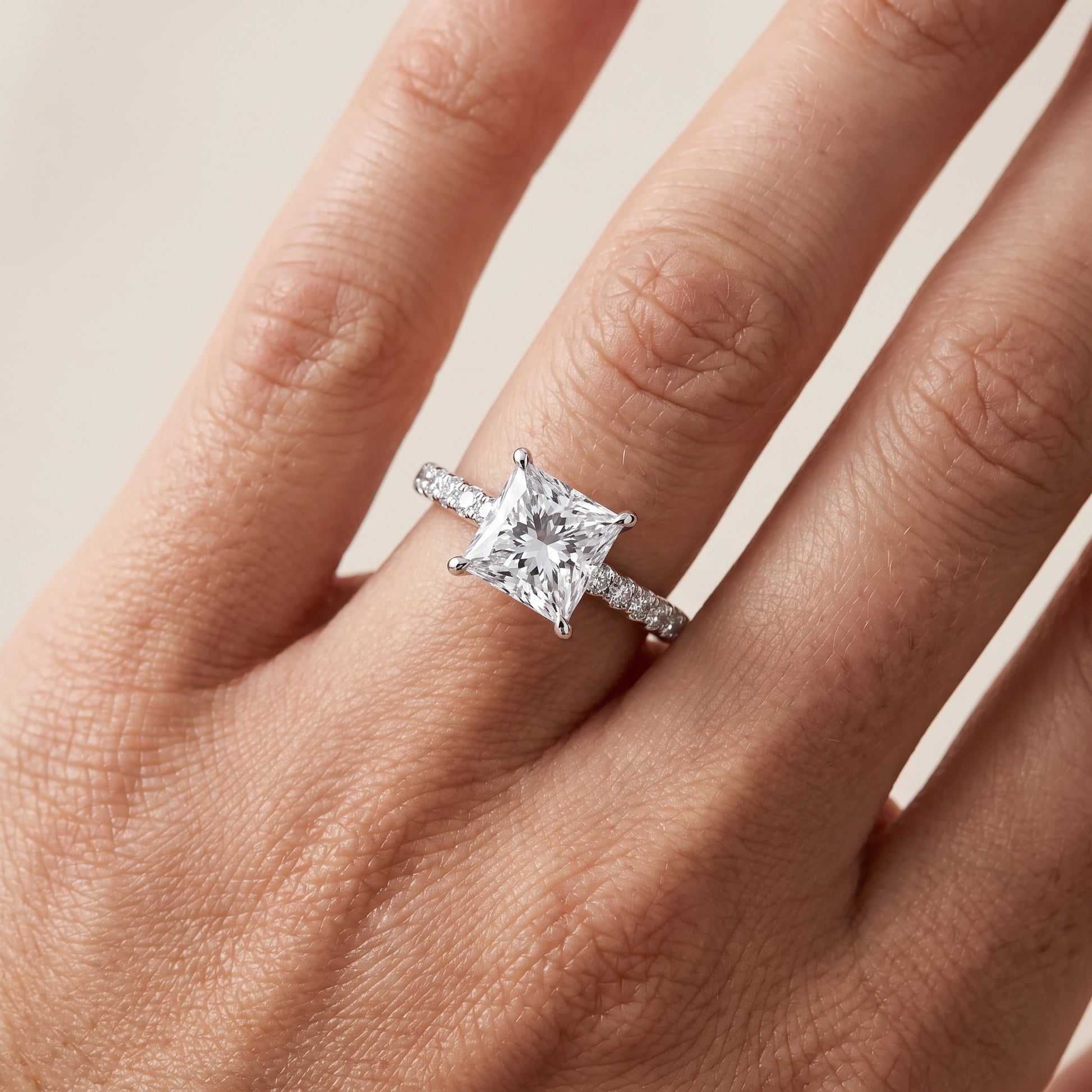 Thea Hidden Halo Pavé Princess Diamond Engagement Ring in White Gold - lifestyle.jpg