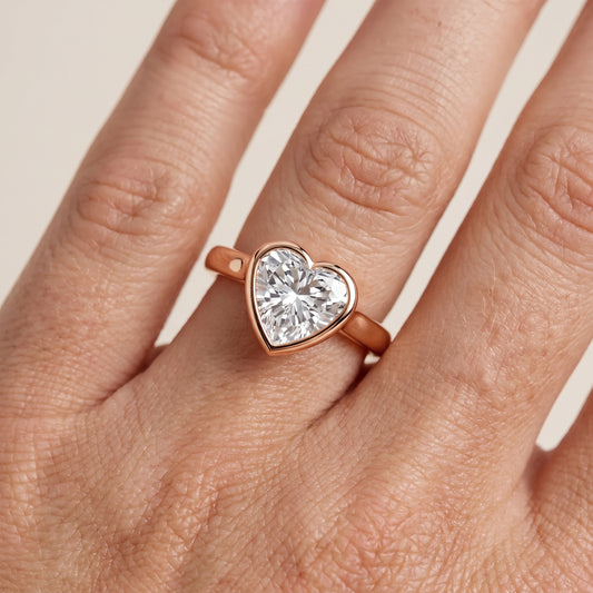 Jolie Bezel Solitaire Heart Diamond Engagement Ring in Rose Gold - lifestyle.jpg