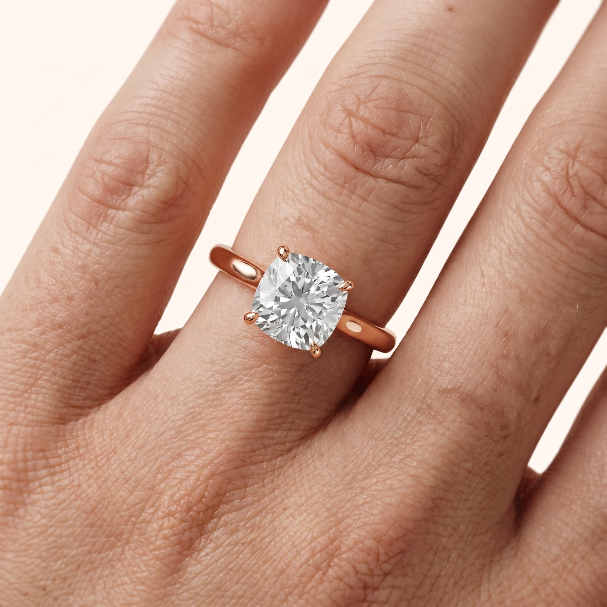 Kalia Knife Edge Solitaire Cushion Diamond Engagement Ring in Rose Gold - lifestyle.jpg
