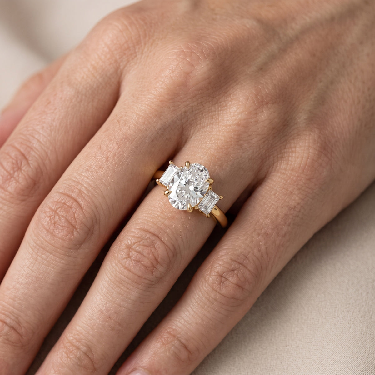 Cosette Statement Three-Stone Oval Diamond Engagement Ring in White Gold - lifestyle.jpg